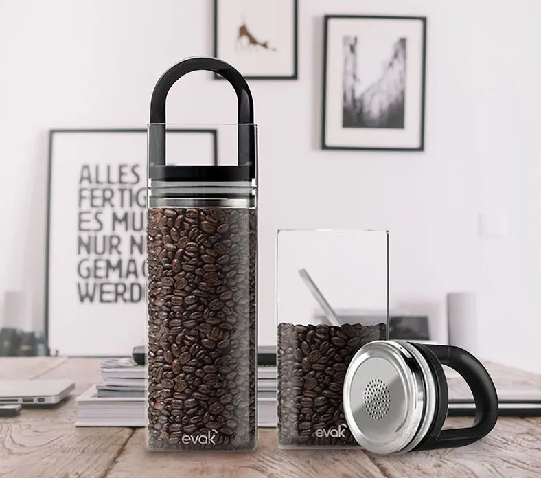 Prepara Evak airtight storage containers holding coffee beans