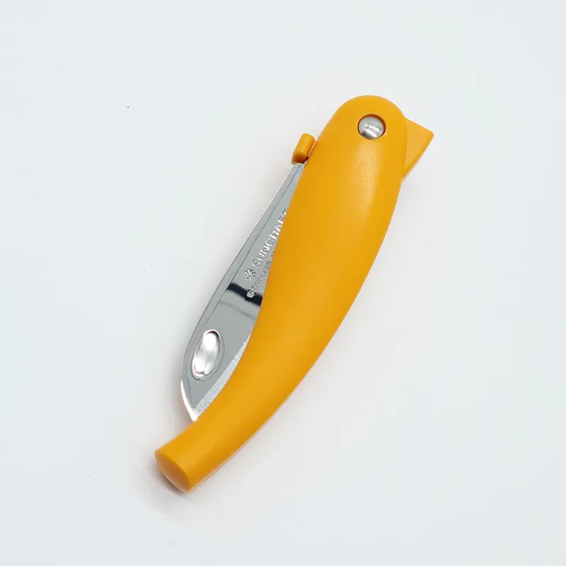 Suncraft folding stainless steel kitchen knife with yellow handle